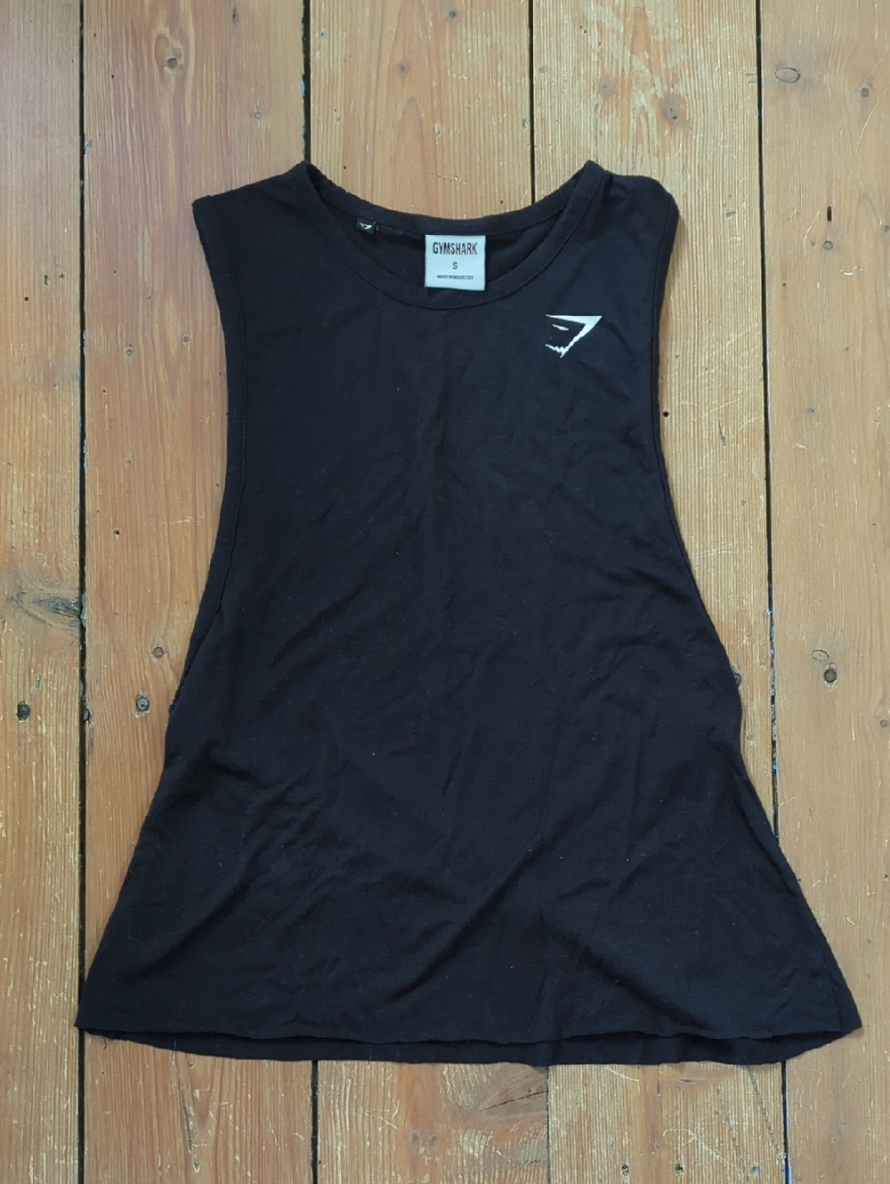 253-Gymshark Black Women's Muscle Tank with White Logo